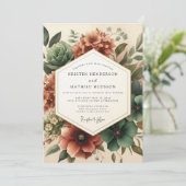 Amber Bloom Woodland Bruiloft Kaart (Staand voorkant)