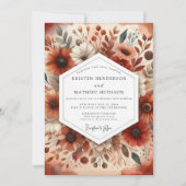 Amber Botanical Autumn Romance Wedding Kaart (Voorkant)
