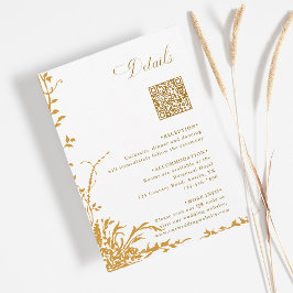 Amber Botanical Wedding QR Code Details  Informatiekaartje