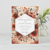 Amber Botanische Herfst Romantische Bruiloft Kaart (Staand voorkant)