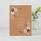 Amber Botanische Romantische Bruiloft Kaart (Staand voorkant)