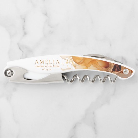 Amber Brandy Abstract Ink Wedding Party ID1089 Kurkentrekker (Voorkant)