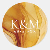 Amber Brandy Abstracte bruiloft ID1089 Ronde Sticker (Voorkant)