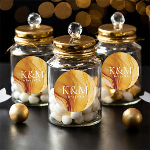 Amber Brandy Abstracte bruiloft ID1089 Ronde Sticker