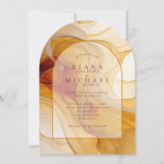 Amber Brandy Abstracte Ink Wedding Arch ID1089 Kaart (Voorkant)