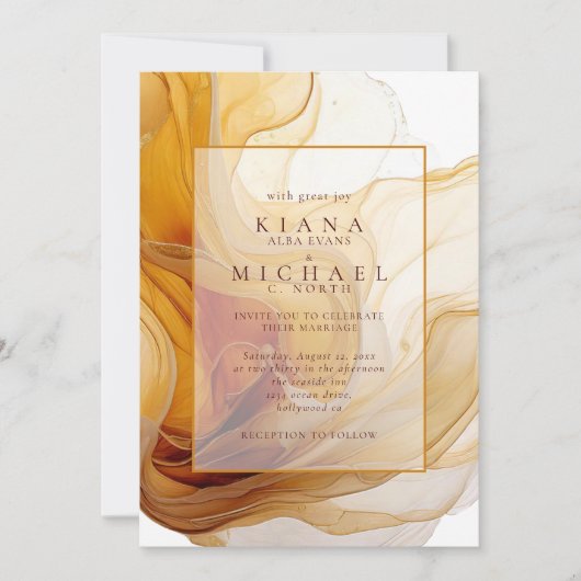 Amber Brandy Abstracte Ink Wedding ID1089 (Voorkant)