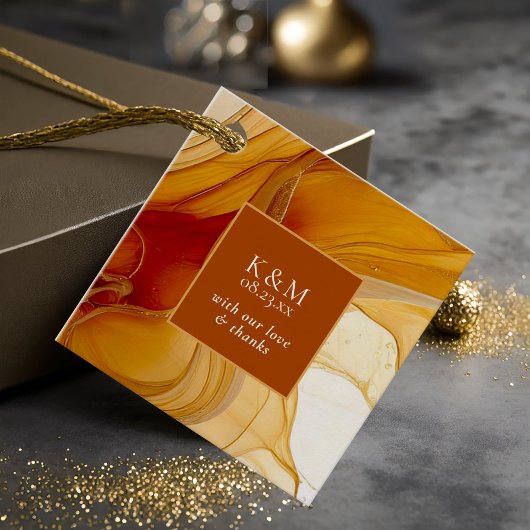 Amber Brandy Abstracte Ink Wedding ID1089 Bedankjes Labels