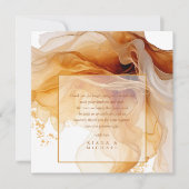 Amber Brandy Abstracte Ink Wedding ID1089 Bedankkaart (Voorkant)