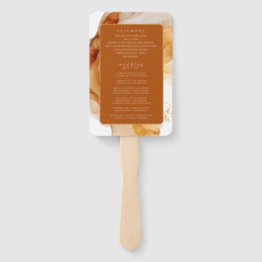 Amber Brandy Abstracte Ink Wedding ID1089 Handwaaier (Achterkant)