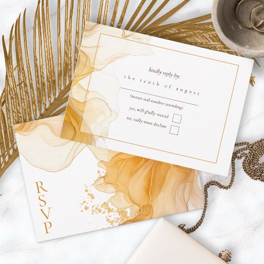 Amber Brandy Abstracte Ink Wedding ID1089 RSVP Kaartje