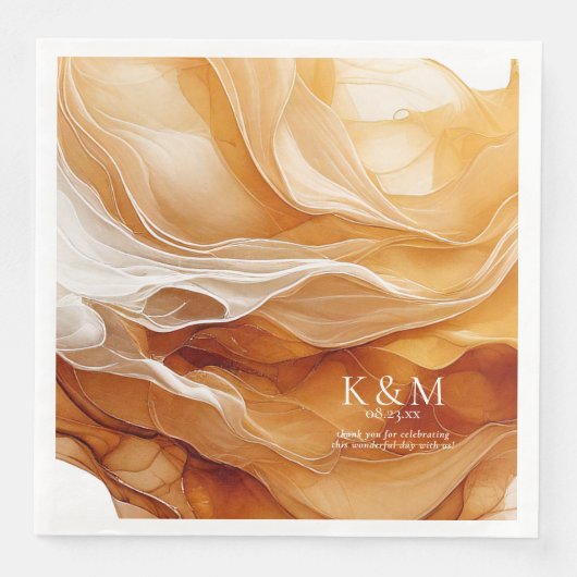 Amber Brandy Abstracte Ink Wedding ID1089 Servet (Voorkant)