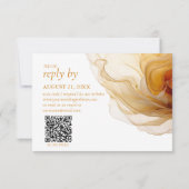 Amber Brandy Abstracte Inkt Wedding QR Code ID1089 RSVP Kaartje (Achterkant)