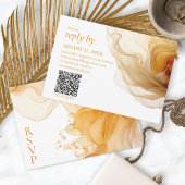 Amber Brandy Abstracte Inkt Wedding QR Code ID1089 RSVP Kaartje