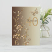 Amber, bruine bloemen en buiken 40e verjaardag kaart (Staand voorkant)