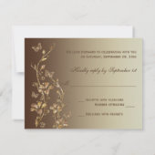 Amber, bruine Floral met Butterflies Reply Card RSVP Kaartje (Achterkant)