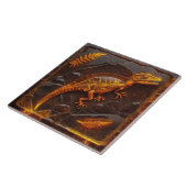 Amber Ceramic Dinosaur Fossil Tegels Tegeltje (Zijkant)