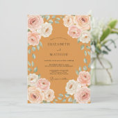 Amber Champagne Roze Bruiloft Kaart (Staand voorkant)