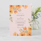 Amber Citrus Bloesem Bruiloft Kaart (Staand voorkant)