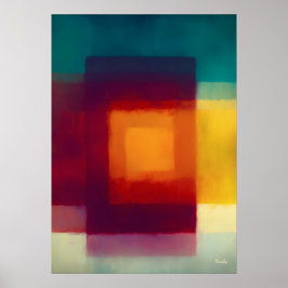 Amber Crimson Color Field Abstract Modern Wall Art Poster