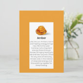 Amber Crystal Betekenis Sieraden Display Kaart Lab (Staand voorkant)