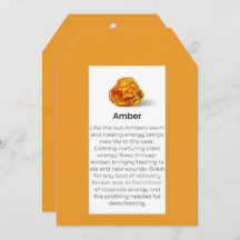 Amber Crystal Betekenis Sieraden Display Kaart Lab