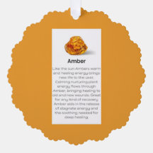 Amber Crystal Betekenis Sieraden Gift Kaart Label