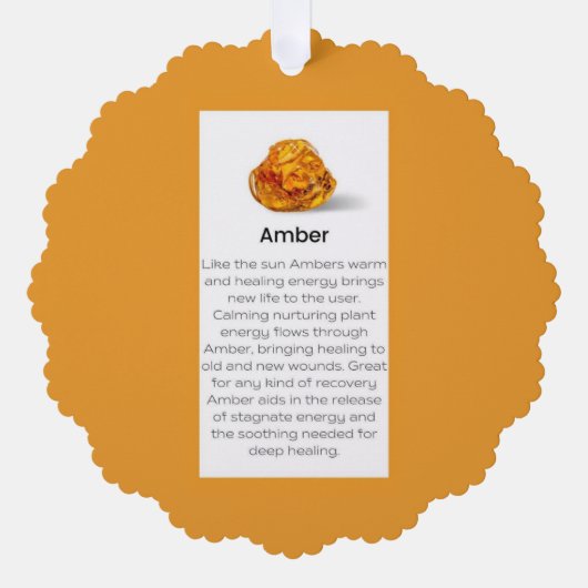 Amber Crystal Betekenis Sieraden Gift Kaart Label (Voorkant)