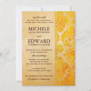 Amber Damask Lace Wedding Kaart
