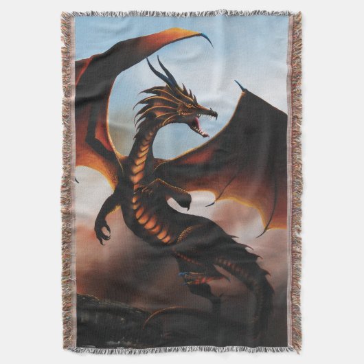 Amber Dragon Fantasy Deken (Voorkant Verticaal)
