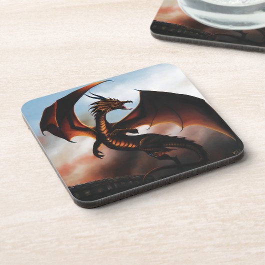 Amber Dragon Fantasy Drankjes Onderzetter (Linkerzijde)