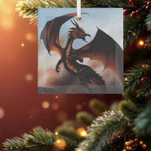 Amber Dragon Fantasy Glas Ornament