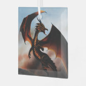 Amber Dragon Fantasy Glas Ornament (Voorkant links)