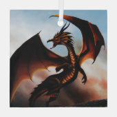 Amber Dragon Fantasy Glas Ornament (Achterkant)