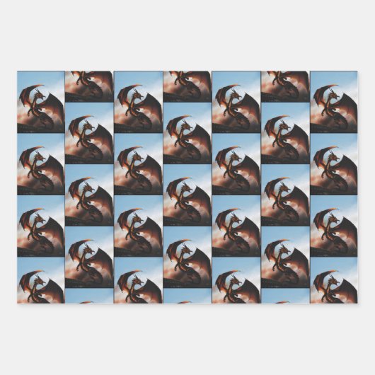 Amber Dragon Fantasy Inpakpapier Vel (Voorkant)