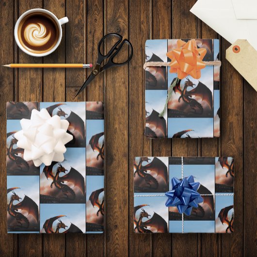 Amber Dragon Fantasy Inpakpapier Vel