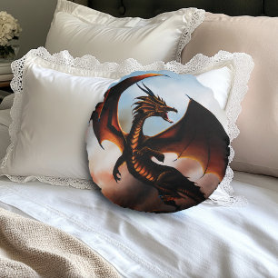 Amber Dragon Fantasy Rond Kussen