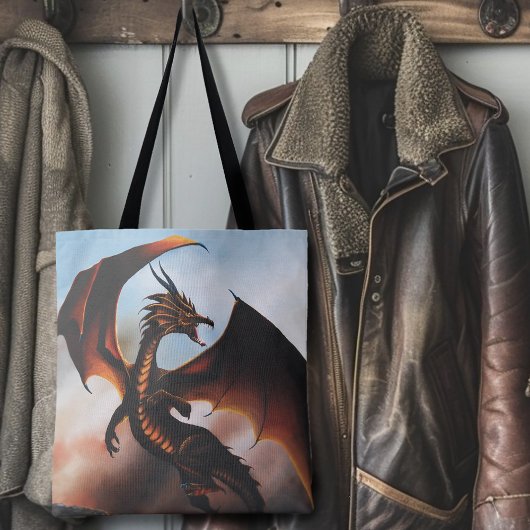 Amber Dragon Fantasy Tote Bag
