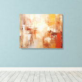 Amber Echoes Abstract Schilderen - Aardetinten Canvas Afdruk (Insitu (Houten vloer))