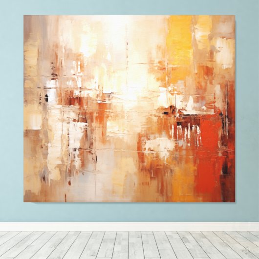Amber Echoes Abstract Schilderen - Aardetinten Canvas Afdruk (Insitu (Houten vloer))