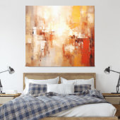 Amber Echoes Abstract Schilderen - Aardetinten Canvas Afdruk (Insitu (Slaapkamer))