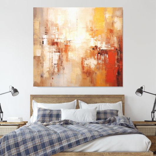Amber Echoes Abstract Schilderen - Aardetinten Canvas Afdruk (Insitu (Slaapkamer))