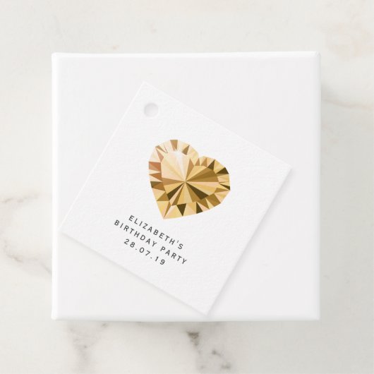 Amber edelsteen en iriserend luipaard patroon bedankjes labels (In situ)