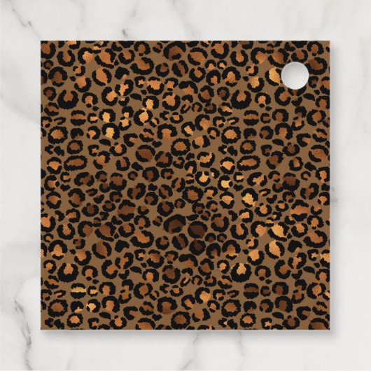 Amber edelsteen en iriserend luipaard patroon bedankjes labels (Achterkant)