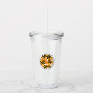 Amber edelsteen en parels acryl drinkbeker