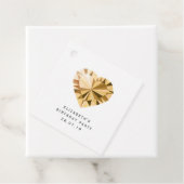 Amber Edelsteen met Zwart en Goud Roos Damast Bedankjes Labels (In situ)