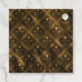 Amber Edelsteen met Zwart en Goud Roos Damast Bedankjes Labels (Achterkant)