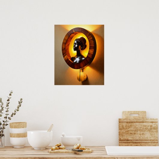 "Amber Elegance: Muurschans met Chignon Poster (Keuken)