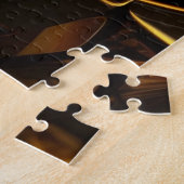 Amber en gouden gefacetteerde geometrische kubus legpuzzel (Zijkant)