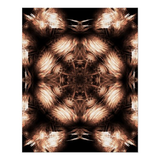 Amber Energie Mandala Fractale Kunst Perfect Poster (Voorkant)