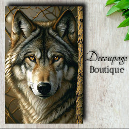 Amber Eye Wolf Forest Gaze Decoupage Tissuepapier